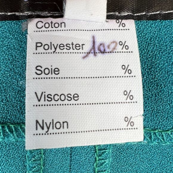 Valerie Villacampa Pleated Lantern Trousers Women’s 1 Blue Green Belted Wide Leg - Picture 11 of 16